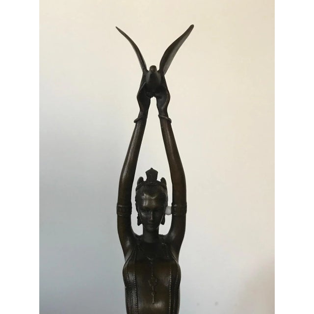 Art Nouveau Bronze Woman with Pigeon from Antoinette For Sale - Image 4 of 9
