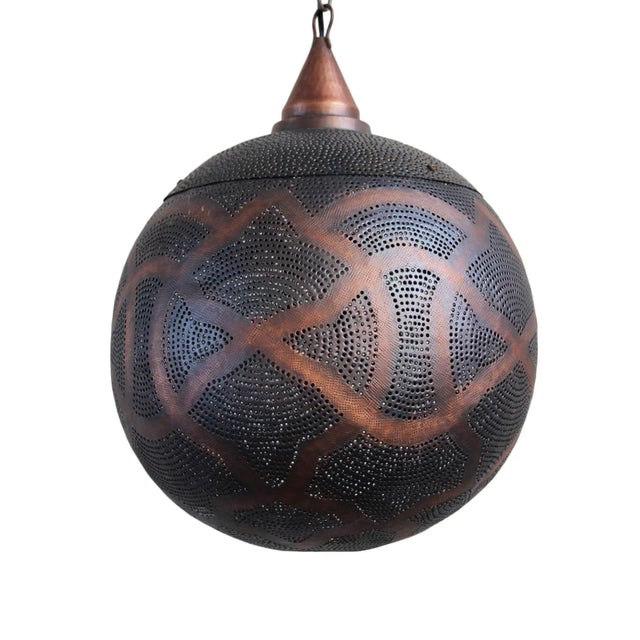 2010s Copper Globe Lantern Medium For Sale - Image 5 of 7