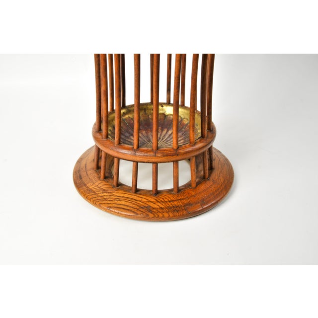 Wood Antique Oak Bentwood and Spindle Umbrella Stand Cane Stand For Sale - Image 7 of 15