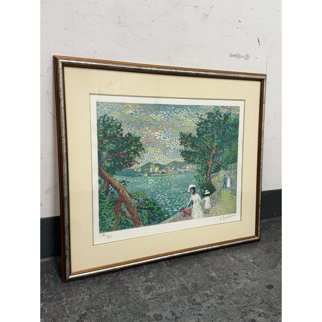 Post Impressionist Vintage Lucien Neuquelman "Sunday in the Park" Signed Lithograph Edition 194/250 For Sale - Image 3 of 12