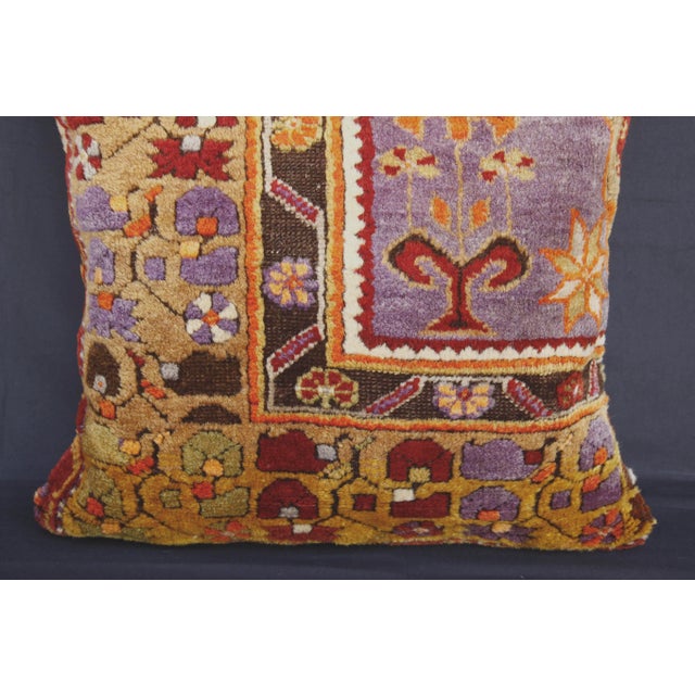 Purple Handknotted Multicolor Pillow Cover Made from Vintage Rug For Sale - Image 8 of 9