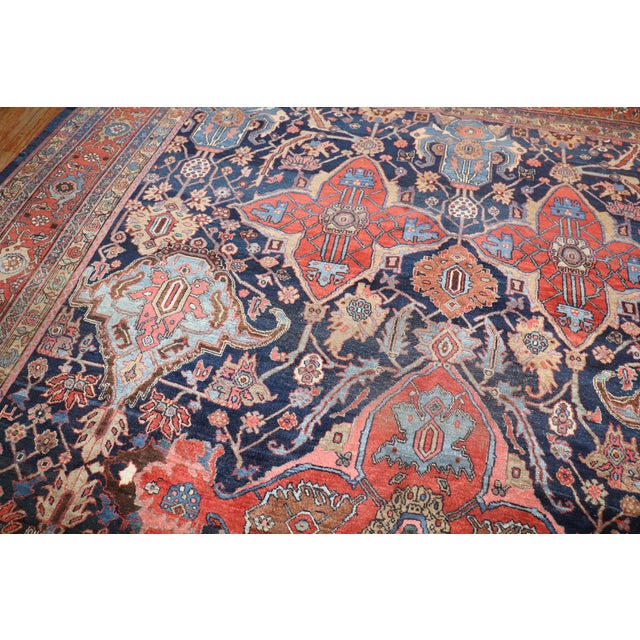 Late 19th Century Antique Zabihi Collection Large Scale Worn Persian Bidjar Rug - 9'5" x 12'7" For Sale - Image 5 of 12