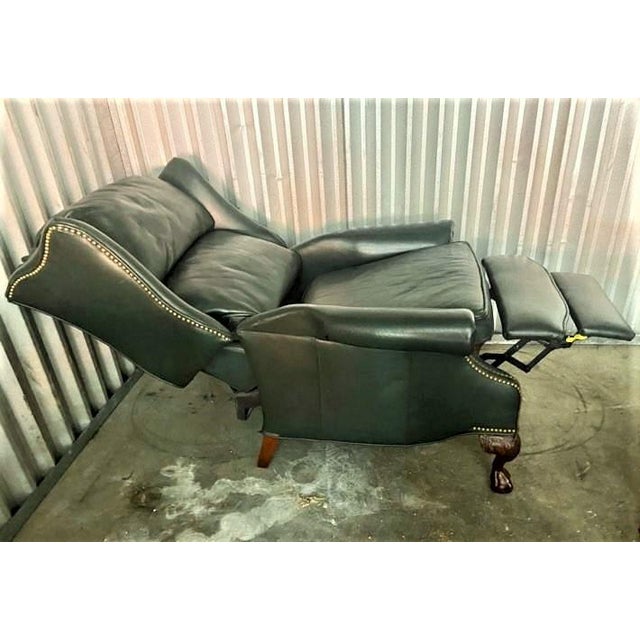 Late 20th Century Sam Moore Classic Hunter Green Leather Club Reclining