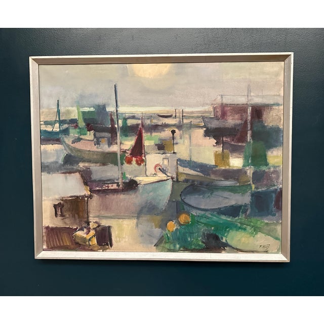 Finn Hillerup, Port, 1960s, Oil Painting on Canvas, Framed For Sale - Image 16 of 18