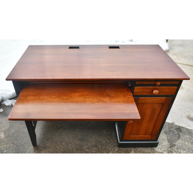 Vtg. Ethan Allen "Impressions" Black & Cherry Home Office Desk For Sale In Philadelphia - Image 6 of 13