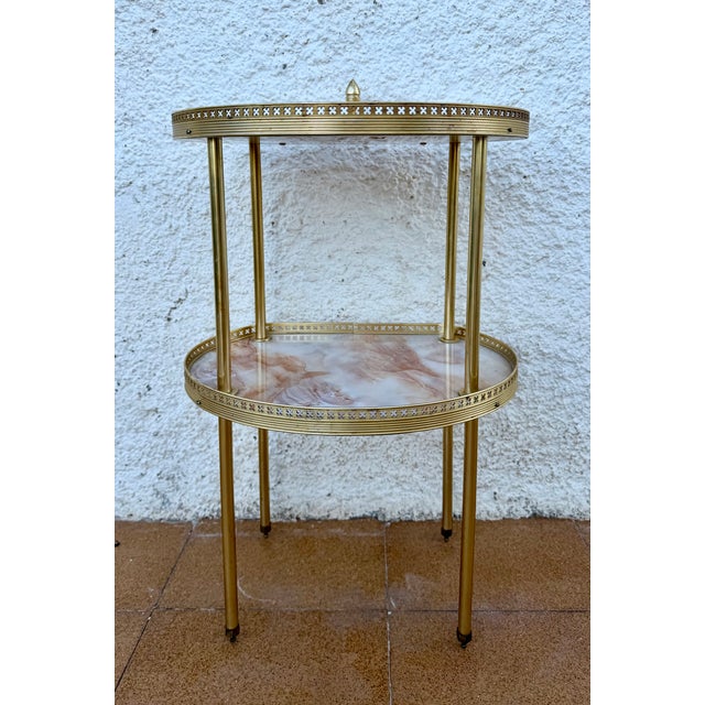 Mid-Century Brass and Fiberglass Two Tier Side Table, 1960 For Sale - Image 4 of 11