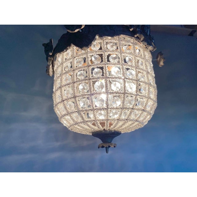 1960s French Louis XVI Charcoal Bronze Chandelier For Sale - Image 9 of 17