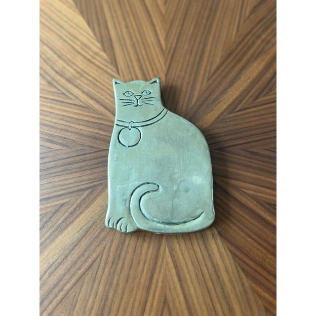 1960s Rubel Brass Cat Table Trivet For Sale - Image 4 of 5