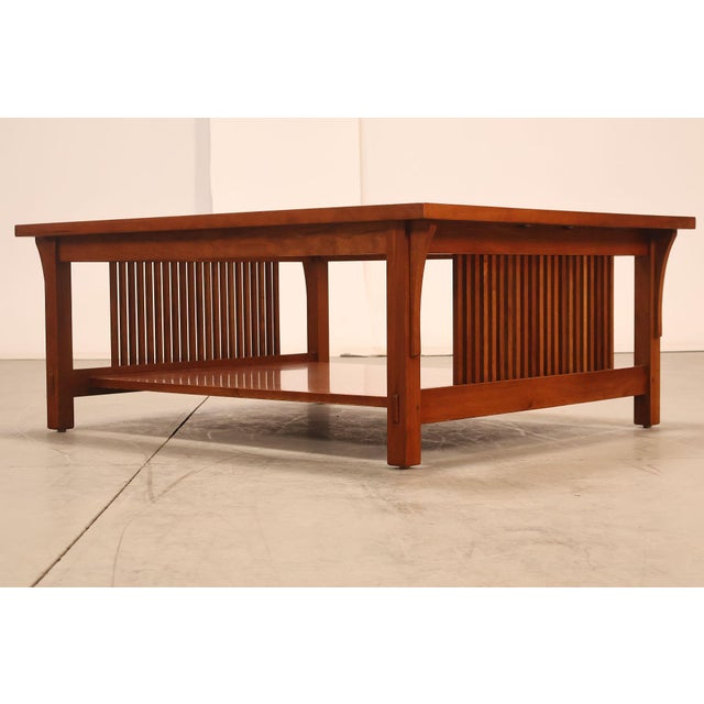 Stickley Mission Collection Glass Top Cherry Cocktail Table For Sale In Philadelphia - Image 6 of 18