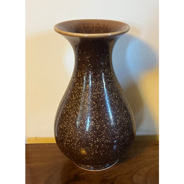 Antique Early 20th Century Japanese Brown Speckled Glaze Baluster Shape Porcelain Vase For Sale - Image 15 of 17