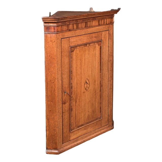 Antique Mounted Corner Cabinet, English, Oak, Wall Cupboard, Georgian, c.1780 For Sale