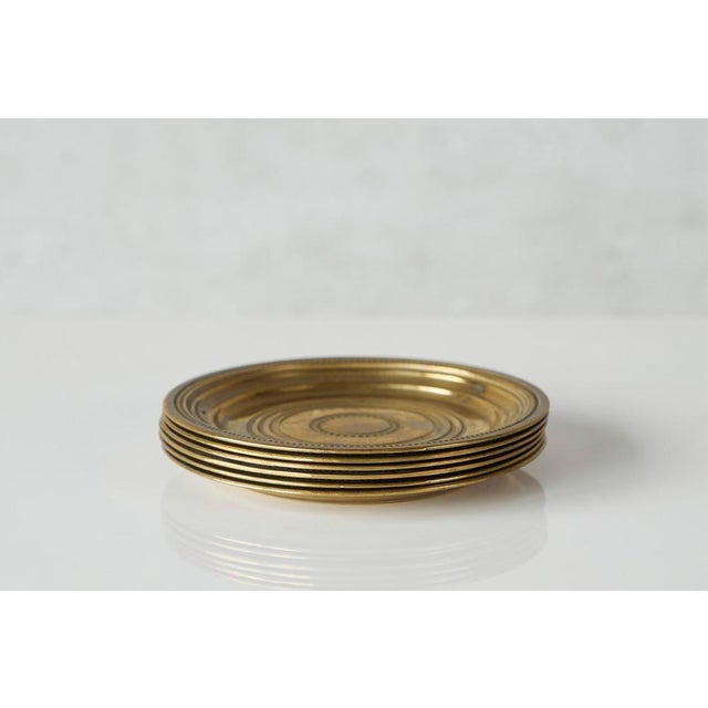 Mid-Century Modern Coasters in Patinated Brass, 1950s, Set of 6 For Sale - Image 6 of 8