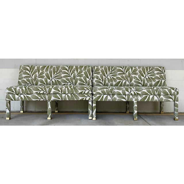 Modern Revelation Modern Hedge Green Approach the Bench Banquettes Pair For Sale - Image 3 of 8