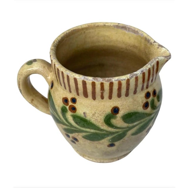 Farmhouse French Pottery Pitcher Savoie With Leaves , Circa 1890 For Sale - Image 3 of 6