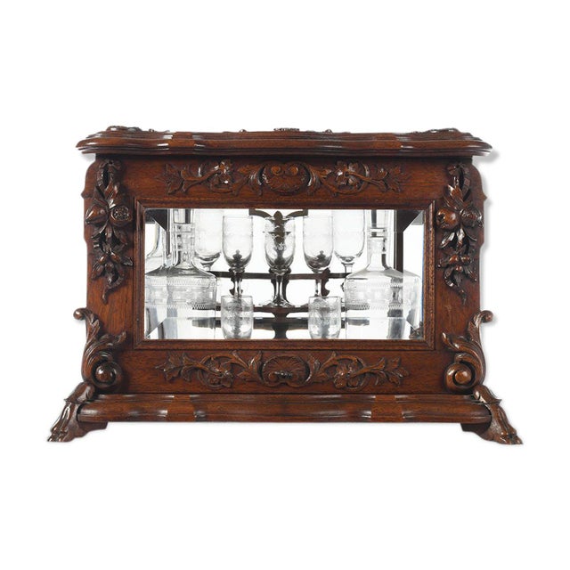 Brown Carved Wooden Liquor Buffet, 1920s For Sale - Image 8 of 8