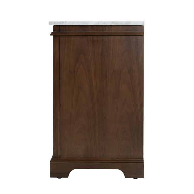 Wood Rachelle 24 in. W Rectangular Wood & Marble Bathroom Vanity with Storage, Natural Walnut For Sale - Image 7 of 11