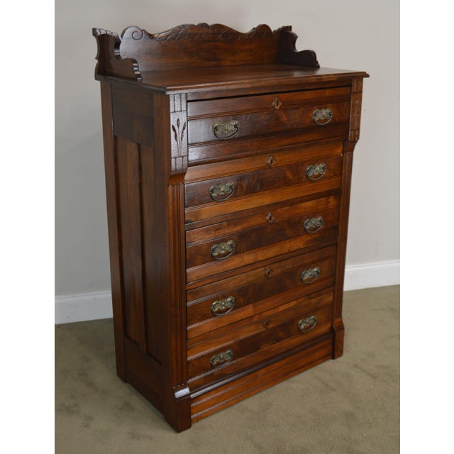 Antique Victorian Eastlake Walnut 5 Drawer High Chest Chairish