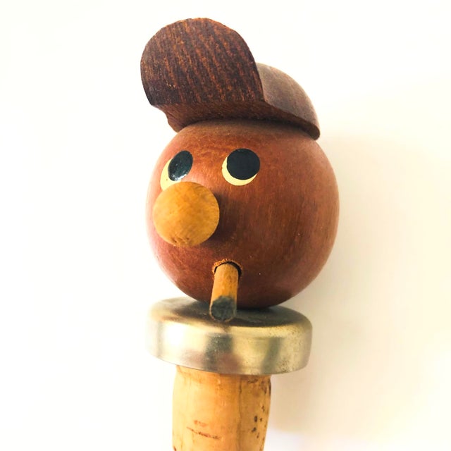 Danish Teak Head Bottle Stopper For Sale - Image 4 of 6