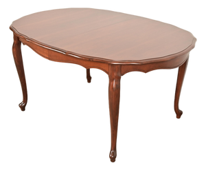 Kindel Furniture French Provincial Louis XV Carved Cherry Wood Extension Dining Table, Newly Refinished