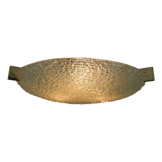 Vintage Ice Glass Ceiling Lamp Flush Mount with Relief Surface from Kaiser-Leuchten, 1960s For Sale
