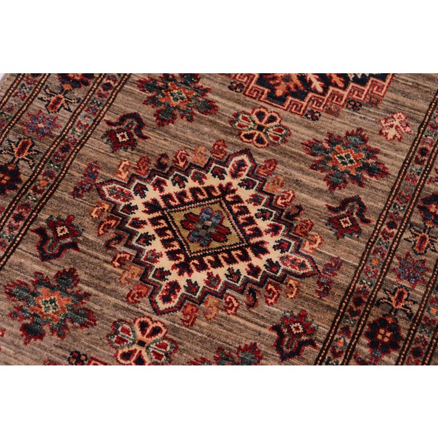 Southwestern Super Kazak Gray Wool Runner Rug- 2'6'' X 9'6'' For Sale - Image 4 of 10
