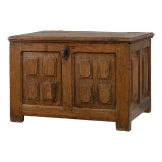 Rustic Oak Paneled Trunk or Chest, France, 18th Century For Sale