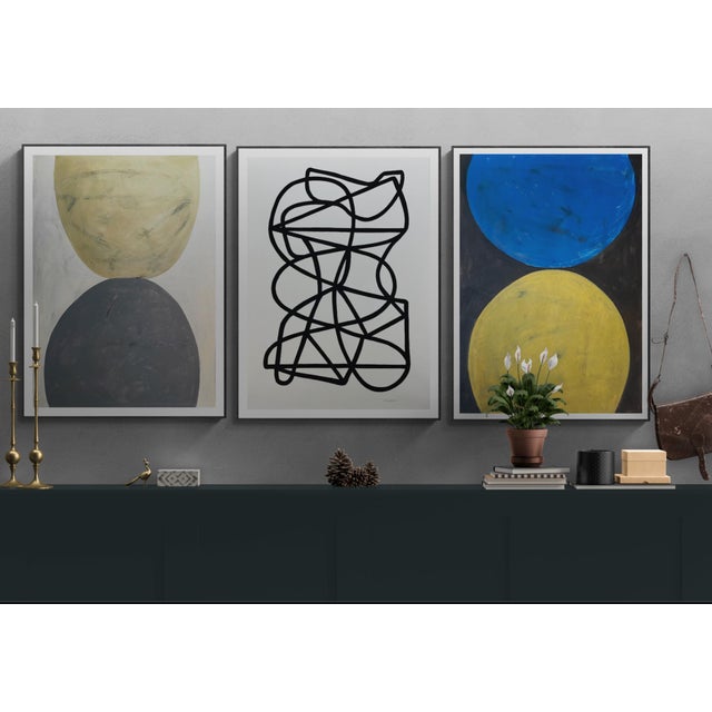 Mid-Century Modern Sarah Vaaler Original Minimalist Black Line Painting For Sale - Image 3 of 4