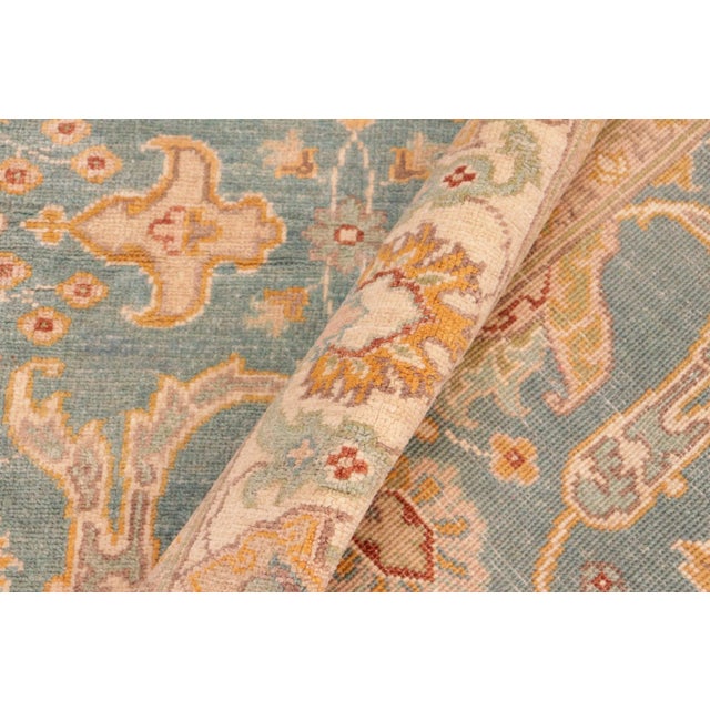 Textile Classic Ziegler Green Beige Hand-Knotted Wool Rug - 5'2'' X 6'8'' For Sale - Image 7 of 8