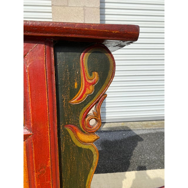 Chinoiserie Vintage Chinoiserie Polychrome Paint Decorated Sideboard, Circa 1950s For Sale - Image 3 of 13