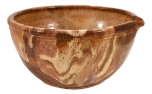 John Glick Modernist Stoneware Earthtone Glazed Ceramic Bowl with Spout Signed
