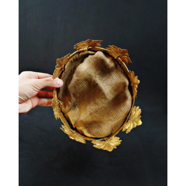 Large Crown of the Virgin in Gilded Brass and Colored Glass Cabochon, 19th Century For Sale - Image 4 of 17