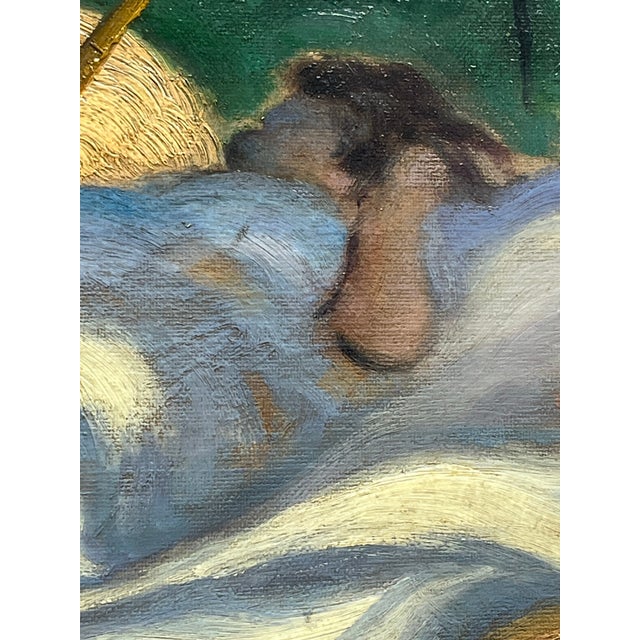 Impressionist Antique 1920s Impressionistic Oil on Canvas Beach Scene For Sale - Image 3 of 12