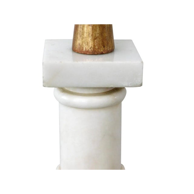 1950s 1950's Italian Carrara Marble Columnar Lamp For Sale - Image 5 of 6