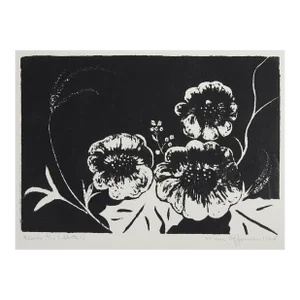 1965 Black and White Floral Serigraph