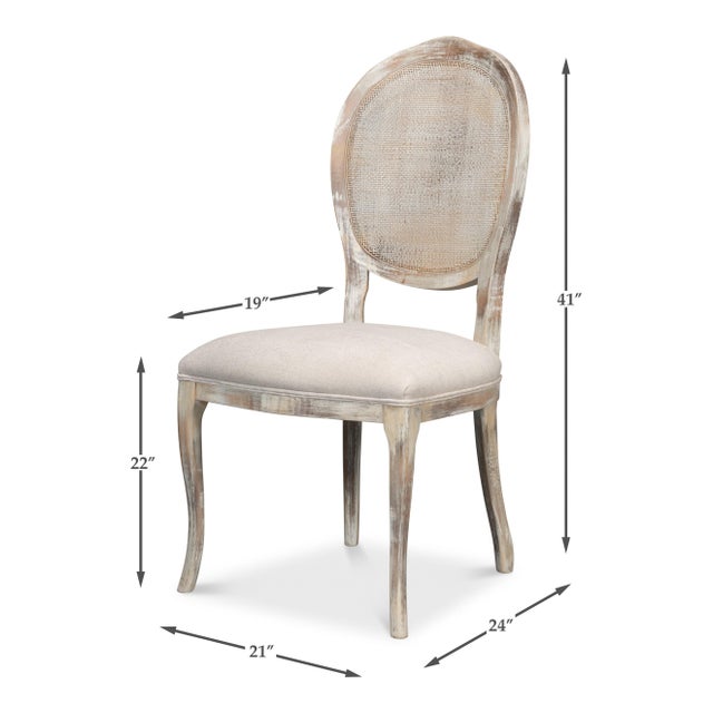 Cane Back Dining Chairs in Gray Oak with Taupe Seats, Sets of 2 For Sale - Image 11 of 11