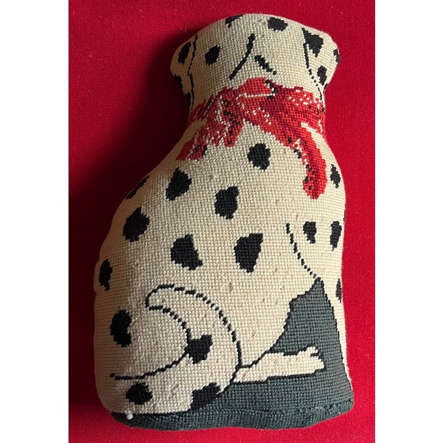 Vintage Wool Dalmatian Needlework Needlepoint Dog Pillow or Doorstop For Sale - Image 15 of 16