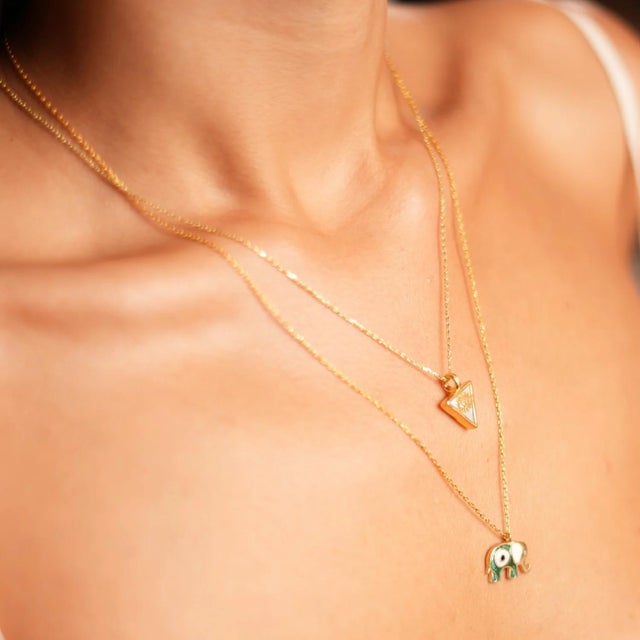 Pearl & Gold Triangle Pendant Evil Eye Talisman Necklace For Sale - Image 9 of 11