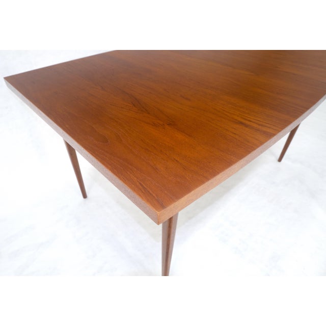 Danish Mid Century Modern Teak Boat Shape Dining Table w/ 3 12" Leaves MINT For Sale - Image 9 of 17