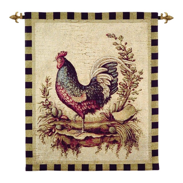 Cockerel II Loom Woven Tapestry - 102 X 87 Cm (3'4" X 2'10") - Requires Rod Size 2 For Sale