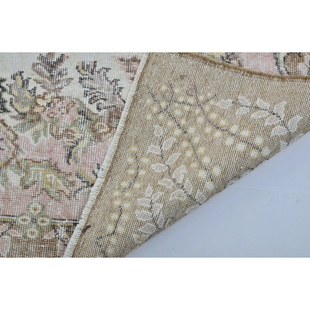 1960s Pastel Muted Pink & Brown Color Decorative Hand Made Rug For Sale - Image 10 of 11