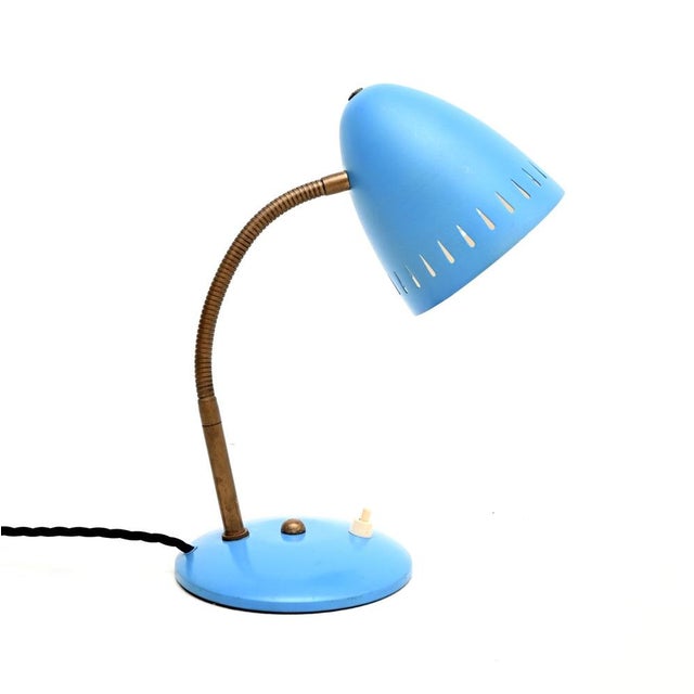 Blue Vintage Dutch Desk Lamp attributed to H. Busquet for Hala, 1950 For Sale - Image 8 of 8