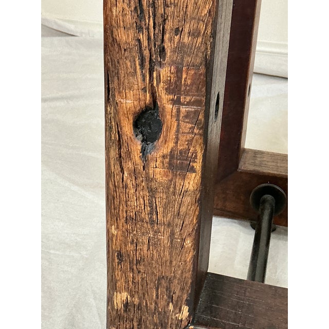 Modern Glass Top Dining Table With Rustic Solid Wood Base – Rh Style For Sale - Image 10 of 14