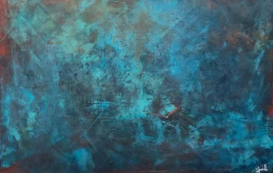 "Blue Endeavor" Original Abstract Painting by Jakki Jandrell