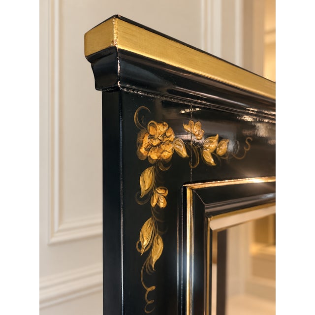 Vintage Black Lacquer Chinoiserie Hall Tree With Mirror and Mohair ...
