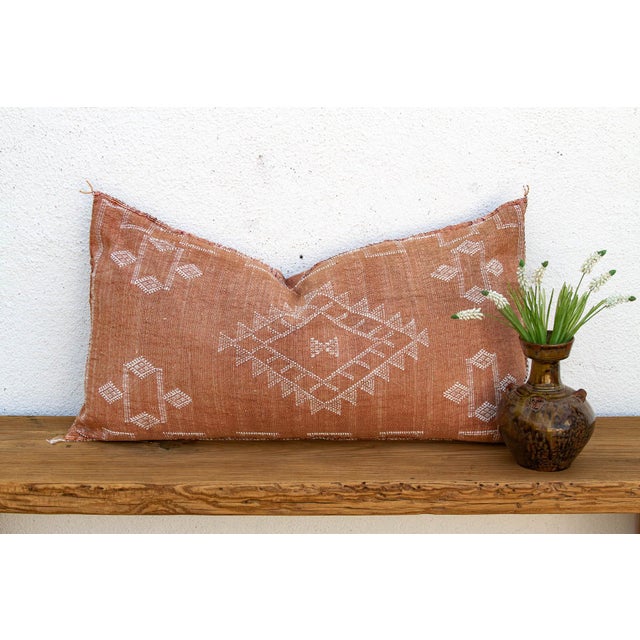 Saffron Diamond Oversized Lumbar Moroccan Pillow For Sale - Image 9 of 9