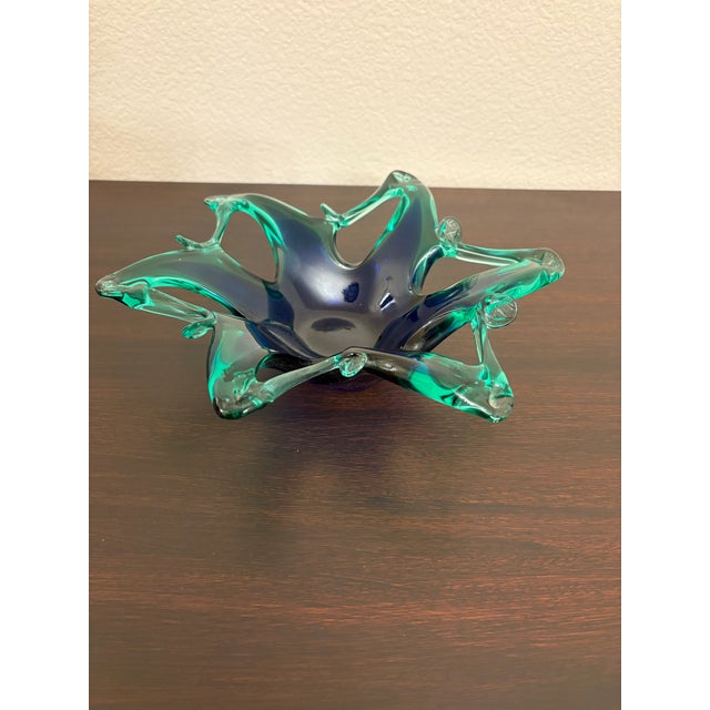 This varigated Murano candy dish ranging from light green to dark green 9 inches by 8 inches wide. Though not very deep at...