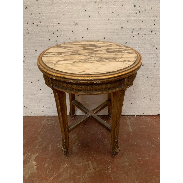 Gold Louis XV Style Pedestal Table in Wood and Gilded Stucco For Sale - Image 8 of 8