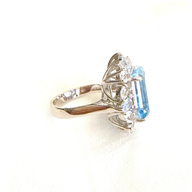 Classical Roman Bochic "Capri" Vintage Blue Topaz Ring Set In 18K Gold & Silver For Sale - Image 3 of 18