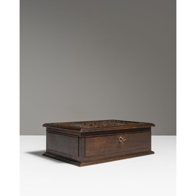 1900s French Dark Brown Renaissance Carved Wood Box For Sale - Image 9 of 15