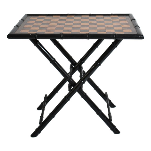 Ebonised Wood and Faux Bamboo Table, 1960s For Sale